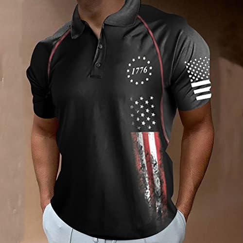 Camisas de pólo de golfe patriótico da bandeira dos EUA para homens BOTOBLARE COLOTE POLOS POSTOS AMERICANOS AMERICANOS