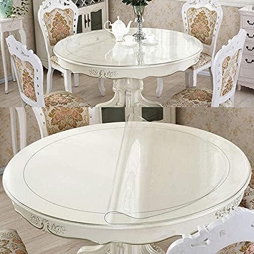 Talha de mesa de plástico redonda de PVC redonda, protetor de tampa de mesa transparente de 3 mm de espessura, não deslizamento/impermeabilização/resistente