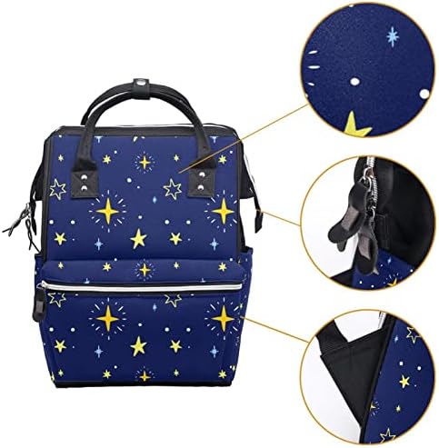 Amarelo Stars Noturno Navio Backpack Backpack Backpath Nappy Sacos Multi -Função Bolsa de Viagem de Grande Capacidade