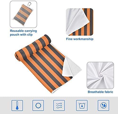 Dallonan Sport Towels Gym Halloween Stripes Orange e Toalhas de treino preto para suor de ginástica, toalhas de secagem rápida para viajar, toalha absorvente de água, poliéster, 14x47 em