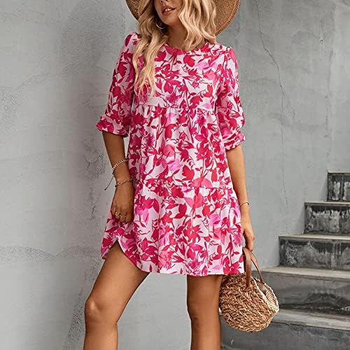 Moda de verão feminina Round Round Modle-Mayeve Imprimir vestido casual estampa floral solteira solteira confortável