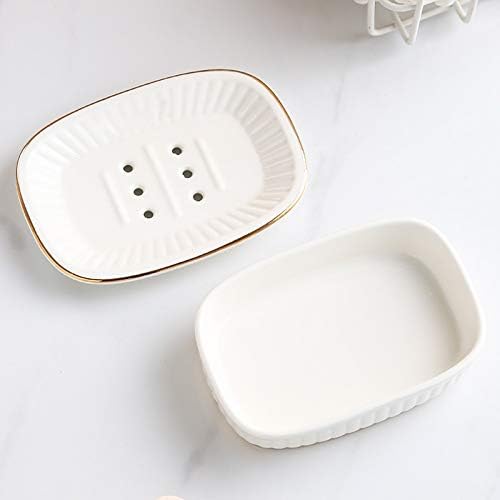 Ahfam Sopa Sopa Soobra de sabão cerâmica para pias de banheiro doméstico Double Soap Soap
