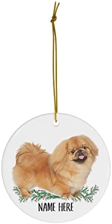 Nome personalizado engraçado Pekingese Red Gifts 2023 Cerâmica de árvore de Natal