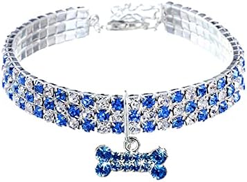 Dbylxmn Pet Cocker fofo Mini Colar Bling Colar Colar Collares de Rhinestone Colar Prausa