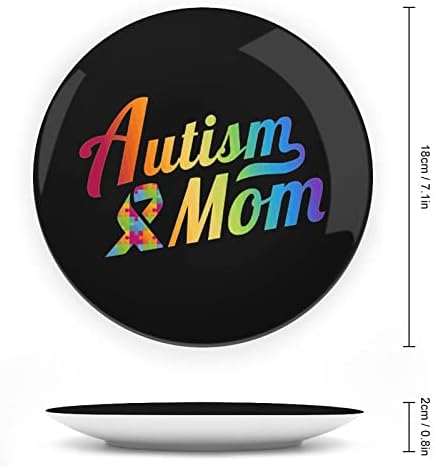 Autismo Ribbon Mom Placa Cerâmica Personalizada China Personalizada Placas Decorativas Casa Placas redondas com Stand