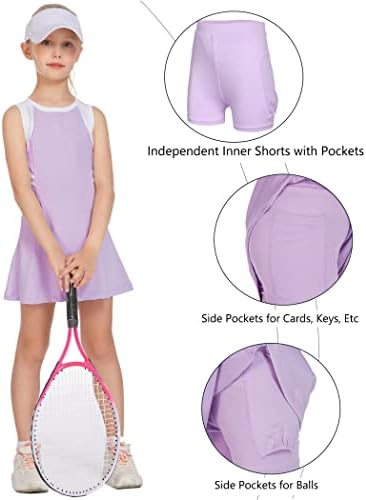 Vestidos de tênis para meninas jovens HopeAc vestidos esportivos escolares com caldas com bolsos de short