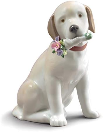 Lladró Este buquê é para sua estatueta de cachorro. Figura de cão de porcelana.