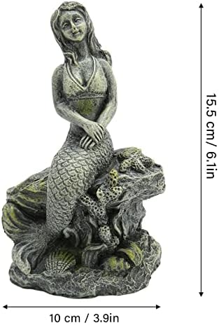 LIANGLIDE MERMAID Feliz sereia estátua decoração de estátua resina Mermaid Princess estátua Linda decoração de sereia de peixes para