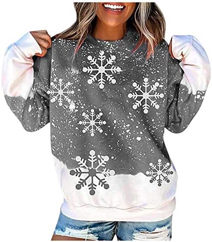 Narhbrg Women Christmas Sweatshirt, meninas adolescentes femininas Moda de Natal Feia Camisetas impressas de Natal Funny