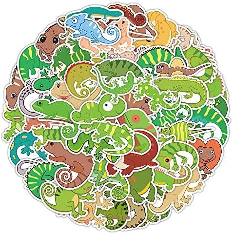 60pcs adesivos fofos de lagartixa, adesivo Kawaii Gecko para crianças, adesivo à prova d'água de vinil para garrafas de água