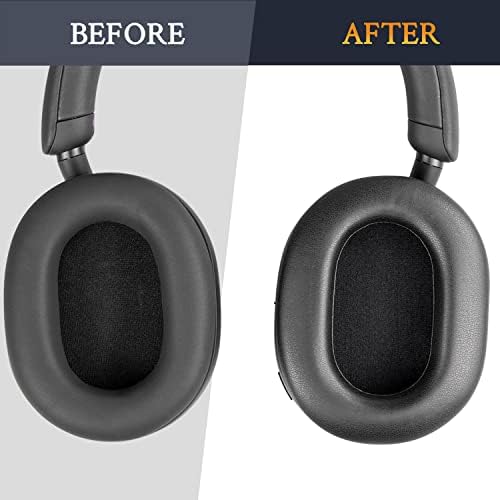 Earpads de substituição de couro de proteína Soulwit para Sony WH -1000XM5 cancelamento de fones de ouvido, almofadas de orelhas com espuma de memória de isolamento de ruído, espessura adicional - preto
