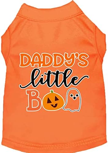 Daddy's Little Boo Screen Print Dog Shirt Orange LG