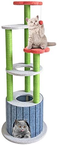 Sennaux 51in Cat Tree Multi-Level Tower Tower Cat Condomínio Atividade Cat Tree com sisal arranhando pós-gato escalada torre house