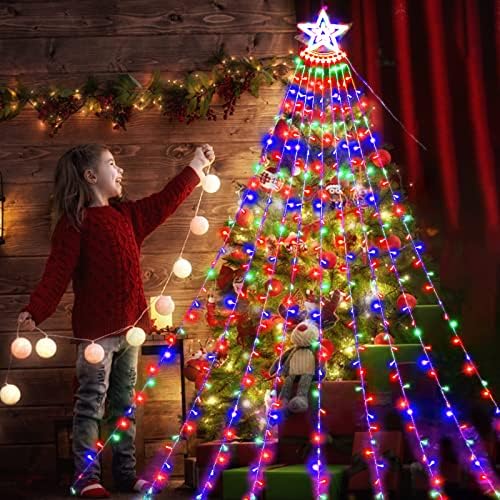 350 Decorações de Natal LED STAR Luz ao ar livre de 12,5 pés Luzes de árvore de natal Instalação Fácil Luzes de Natal à prova d'água