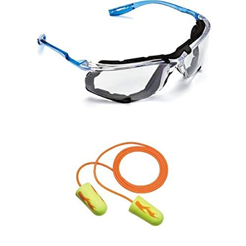 3M Virtua CCS Protetive Eyewear 11872-00000-20 e 3M E-A-RSOFT Amarelo Neon Blasts Corded Tampões para os ouvidos 311-1257