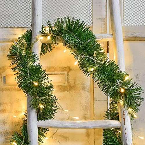 LvyDec 32,8 pés de decoração artificial de guirlanda de natal, guirlanda de pinheiro iluminada guirlanda de vegetação macia
