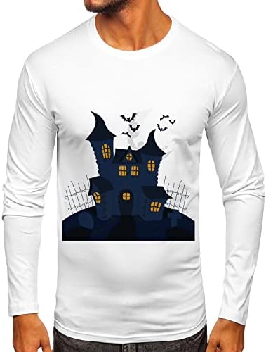 Xxbr halloween tops para masculino, festa casual housed house tank manga longa gráfica engraçada slim fit muscle camiseta