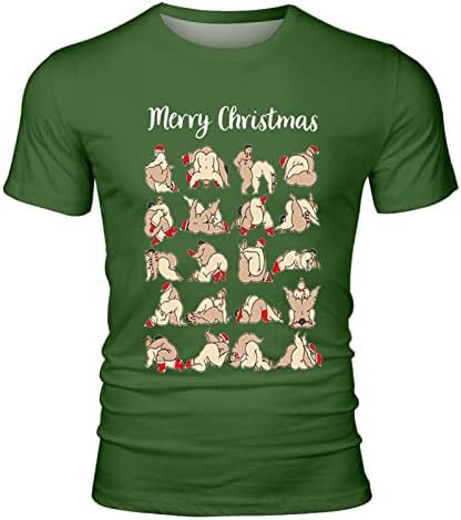 Camisetas de manga curta de natal dsodan para homens, figurões de impressão de Natal feios, treino gráfico engraçado