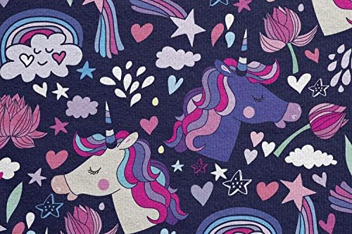 Ambesonne Cartoon Yoga Mat Toalha, Unicorns Shooting estrelas nuvens imaginação corações amam engraçado, suor sem deslizamento ioga pilates pilates tampa da almofada, 25 x 70, rosa Violet Indigo