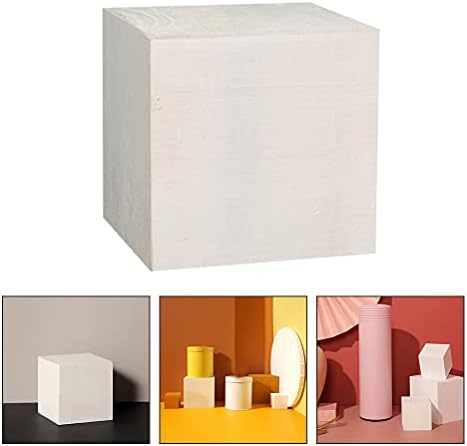 Partykindom 1pc simples cubo de madeira branca cubo prático foto de geometria premium para casa/parede/cozinha/decoração da sala