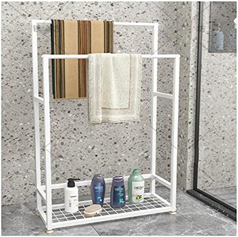 -Pão de suporte para toalhas de banheiro prateado, toalha de metal independente com prateleira de arame inferior, suporte de manobrista