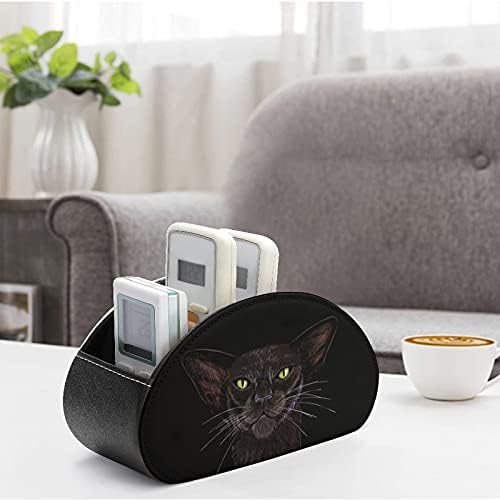 Black Cat Face Remote Control titular Caddy Storage Box Desktop Organizer para remotos de TV Supplies de escritório