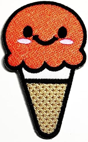 Kleenplus Ice Cream Patches Adesivo Doce de sorvete de sorvete de laranja sorriso de cartoon bordado ferro em tecido Applique Diy