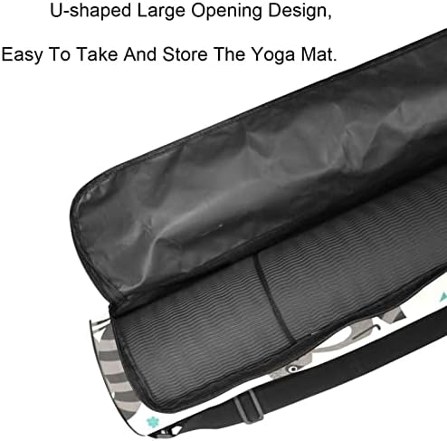 Bolsa de transportadora de tapete de ioga com alça de ombro desenhado os animais da floresta, 6,7x33.9in/17x86 cm de