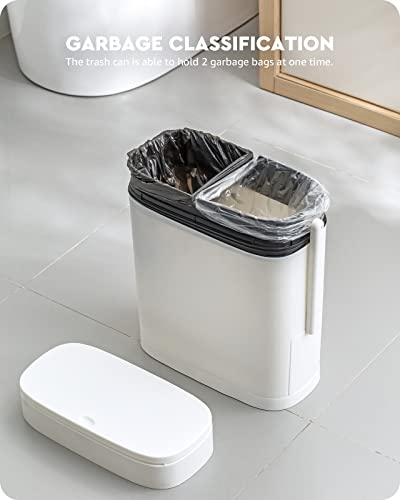 Lixo do banheiro bafoso Conjunto de pincel de banheiro, lata de lixo de plástico de 14L/3,7 galões com tampa e lixo moderno e esbelto