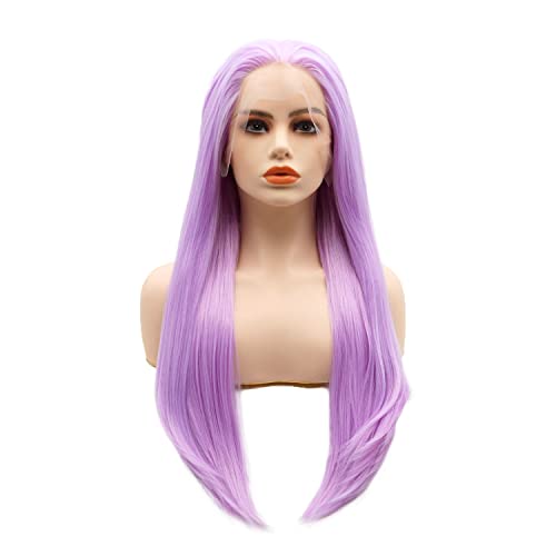 Lushy Beauty Hair Synthetic Lace frontal peruca reta Longa 24 polegadas leve Purple Densidade pesada resistente à peruca realista