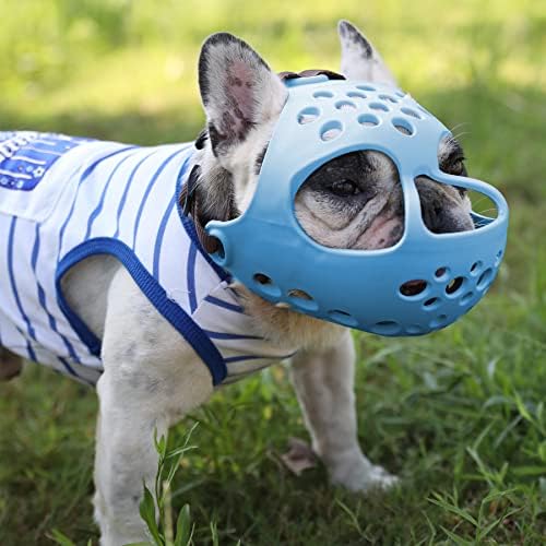 Jyhy focinho curto cães focinhos, silicone macio ajustável Bulldog focinho para morder o treinamento de latidos, ideal para cães de