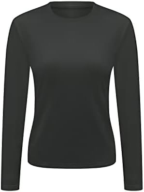 Tamas térmicas da camada de base feminina Tops de manga longa Crew pescoço esticada ajustada subdrubs camadas camisetas camisetas