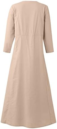 Vestido de festa nokmopo para mulheres moda moda casual colorido sólido sem mangas vestido de bolso de linho de algodão