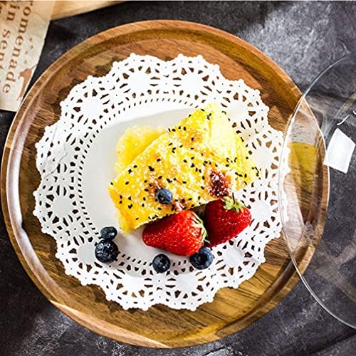 Prateleiras claras de Doitool prateleiras transparentes de bolo de madeira com cúpula de prato de frutas de frutas de bandeja