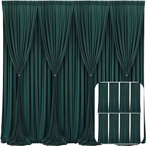 8 painéis Hunter Green Backdrop Cortina para festas rugas frequentes cortinas verdes escuras cortinas de pano de fundo