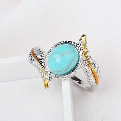 Anéis para mulheres Luxo Creative Creative Turquoise Feather Ring Ring Jewelrya Bom presente para uma namorada, namorado,