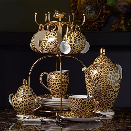 Liuzh Leopard Pattern Bone China Coffee Conjunto de chá de porcelana Conjunto de chá Cup