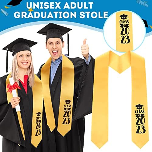 JUTOM 6 PCS Graduação para adultos Roubada UNISSISEX Classe de 2023 Graduação Gold Stole Honor roubado Plano Angulado