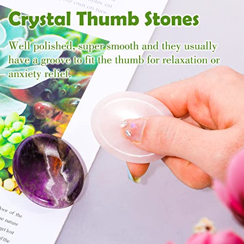 2 PCS Pedras de preocupação de polegar para ansiedade Chakra Stones Rosa Cristal Ametista Cura Chakra Chakra Presente