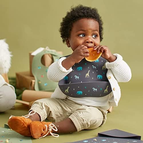 ABC Austin Baby Collection Silicone Mealtime Pacote para bebês e crianças pequenas - Safari desbotou preto