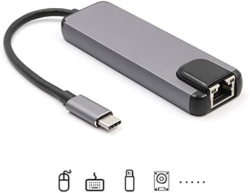 Produtos de rede Luokangfan LLKKFF USB-C/TIPO C para HD 4K HDMI + RJ45 + USB 3.0 + USB 2.0 + PD 5 EM 1 CONVERSOR DE CUR