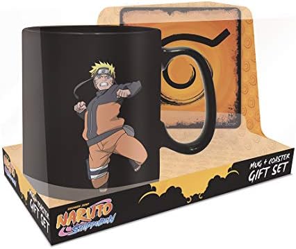 Abystyle Naruto Shippuden Clone Jutsu Cerâmica Caminho Capé Cafeteira Caneca 16 oz. & Coaster Gift Set Anime Manga Drinkware