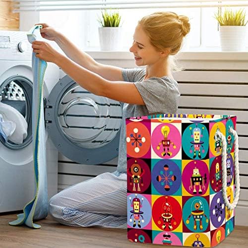 Robôs Indomer Padrão 300D Oxford PVC Roupas à prova d'água cesto de lavanderia grande para cobertores Toys de roupas no quarto