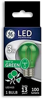 Iluminação GE 93116856 Lâmpada de festa LED, A15, verde, branca macia, 100 lúmens, 3 watts - Quantidade 1