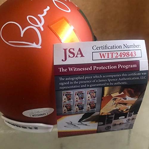 Bernie Kosar Miami Hurricanes assinou o Orange Schutt autografado Mini Capacete JSA Testemunha