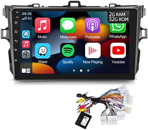 [2G + 32G] Rádio de carro de 9 polegadas para Toyota Corolla 2006-2012, Android 11 Touch Screen Car Séreo, Apple CarPlay/Android