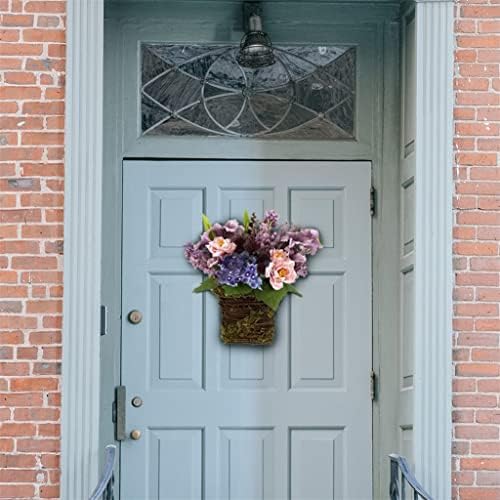 Eyhlkm lavanda cesta grinaldas lavanda cesto de flor da mãe decoração de porta de flor cesta de cesta de porta da frente