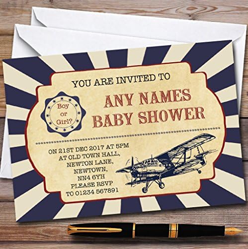 Convites de avião da Força Aérea vintage convites para chá de bebê