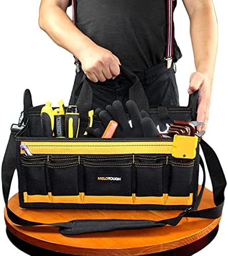 Melo Tough 17 '' Center Bandey Tool Saco com alça de ombro e bolsa de várias ferramentas bolsas de zíper para zíper de bolsa de ferramentas, organizador de armazenamento durável Bag 2 pacotes