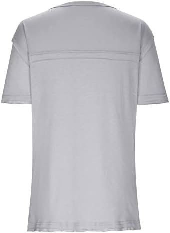 Camiseta do pescoço da tripulação feminina Tops de gato fofos Tops soltos Estream uma camiseta de ombro camisetas casuais tshirts de manga curta com bolso